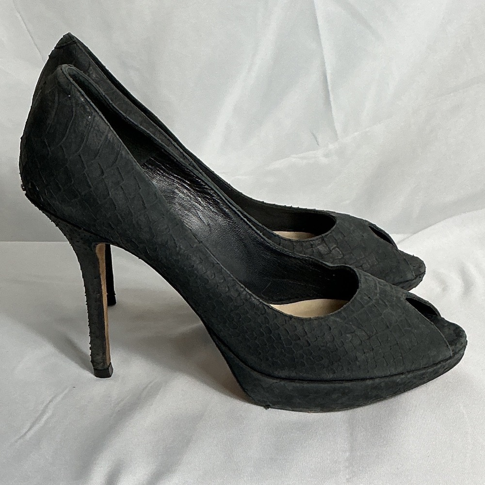 Christian Dior Black Python Peep Toe Platform Pumps Heels Size 39 CA 10-10